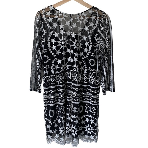 JEN'S Pirate Booty Fortune Mini Dress Black White Lace Sheer Embroidered Size M - Picture 8 of 12